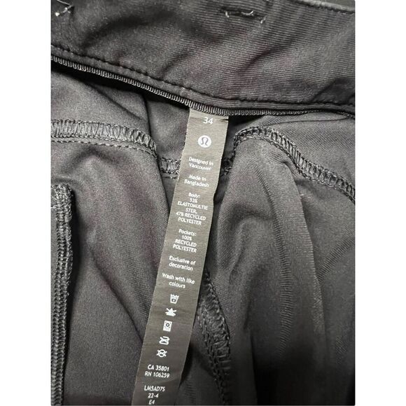 Lululemon Men’s 34 ABC Classic Fit 5 Pocket Pants Warpstreme Obsidian Black - Picture 7 of 7